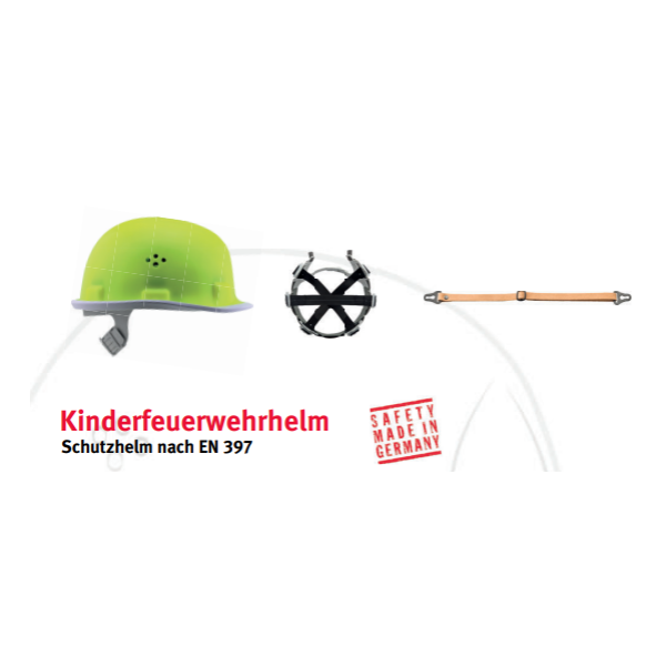 Voss Kinderfeuerwehrhelm EN 397, PE, Neongelb,Lederkinnriemen